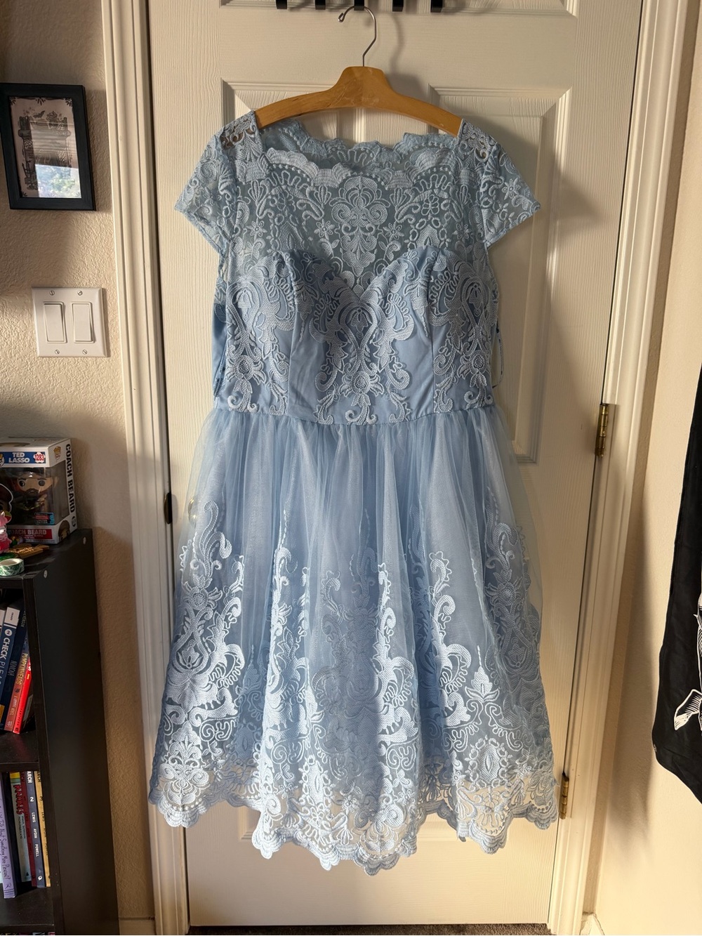 Chi Chi London Blue Lace Tulle Party Dress